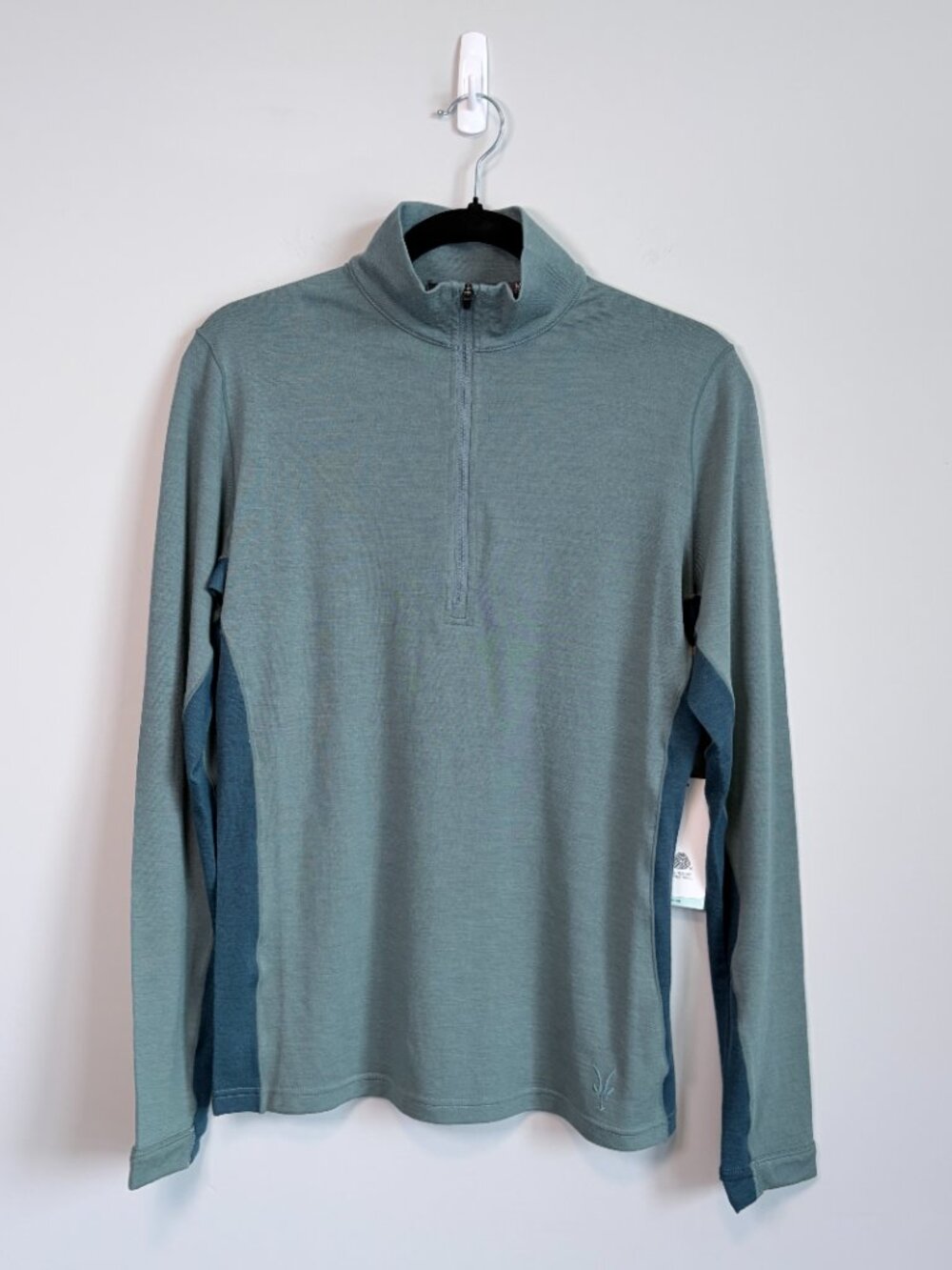 Ibex Woolies 250 1/4 Zip Merino Wool Base Layer Teal Green Women's Size Medium
